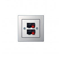 Аудиорозетка двойная Liregus Epsilon серебро 28-1845