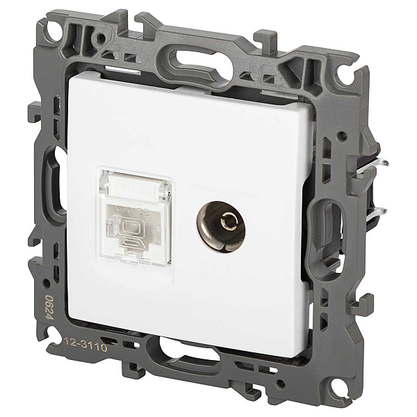 Розетка ЭРА Серия 12 12-3110-01М комбинированная RJ45+TV, белый матовый Б0065691