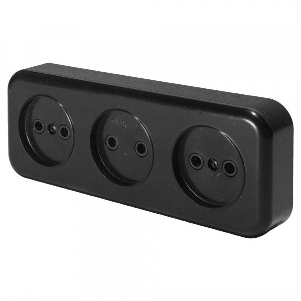Розетка тройная 2P Stekker Брест черный PST16-50-20 39700 Розетка тройная 2P Stekker Брест черный PST16-50-20 39700