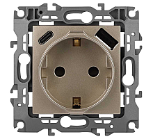 Розетка ЭРА Серия 12 12-4108-04 2P+E 16A-250В со шторками с USB type-A+C 5В-3А шампань Б0067727