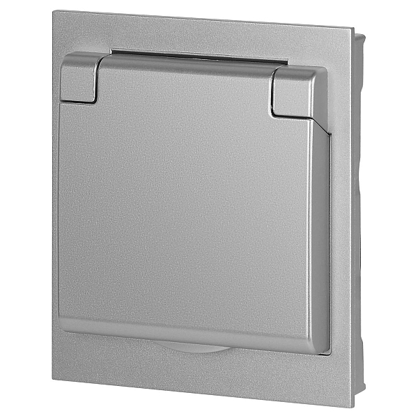 Розетка ЭРА Arktik 16-2103-03 с заземлением 2P+E Schuko со шторками с крышкой 16А-250В алюминий Б0070436