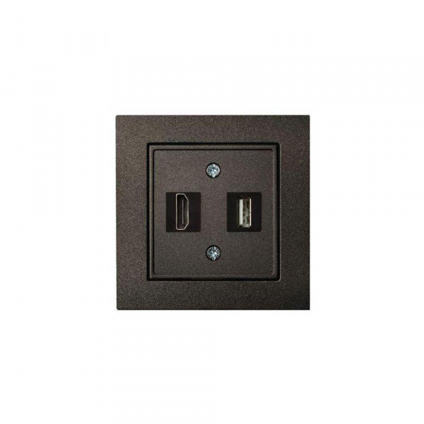 Розетка HDMI/USB Liregus Epsilon антрацит 28-1131 Розетка HDMI/USB Liregus Epsilon антрацит 28-1131