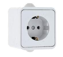 Прага Розетка 1-местная 16А с заземлением IP44 белая EKF EKR16-028-10-44