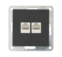 Розетка LK Studio компьютерная 2хRJ-45 кат. 5е с накладкой (черный бархат) LK80 846208-1