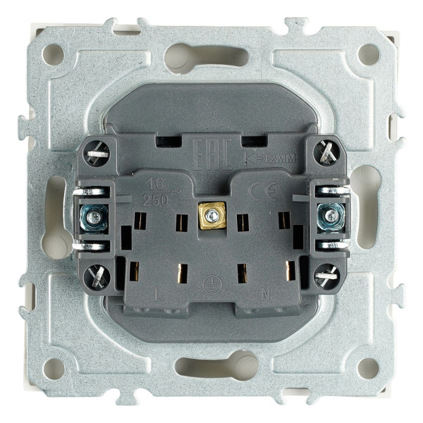 Розетка 1-местная с з/ш, б/з (механизм), СЗК, Stekker, 250В, 16А Эмили, RST16-5109-01ZK, белый фарфор, soft touch 50234