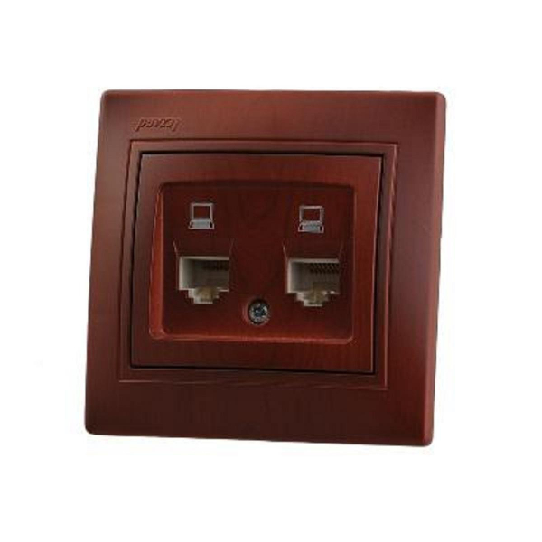 Розетка 2-ая компьютерная Lezard Mira вишня 701-0601-141 Розетка 2-ая компьютерная Lezard Mira вишня 701-0601-141