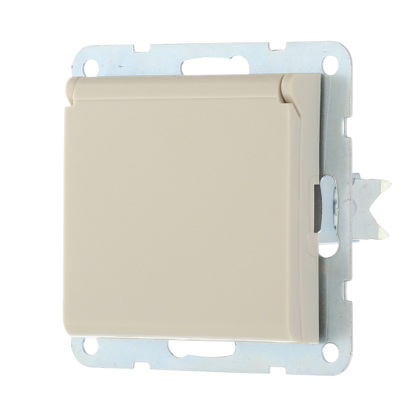 Розетка LK Studio с з/к, шторками и крышкой (бежевый) LK60 863401-1