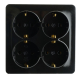 Розетка 4-местная 2P+PE Stekker София черный MST16-14S-02 49322