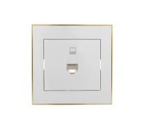 Розетка компьютерная Lezard Rain белая с бок. вст. золото 703-0226-139