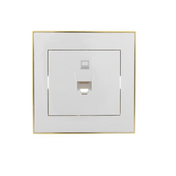 Розетка компьютерная Lezard Rain белая с бок. вст. золото 703-0226-139 Розетка компьютерная Lezard Rain белая с бок. вст. золото 703-0226-139
