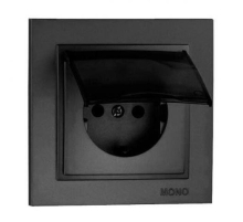 Розетка 2К+З Mono Electric Despina 16A 250V с крышкой винтовое подключение графит 102-202021-118