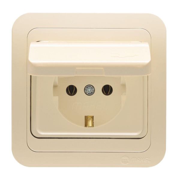 Розетка с заземлением и крышкой Makel Mimoza 25029 Розетка с заземлением и крышкой Makel Mimoza 25029