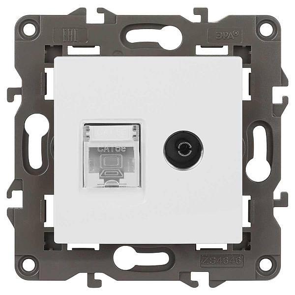 Розетка ЭРА Elegance 14-3110-01М RJ45+TV, белый матовый Б0065767