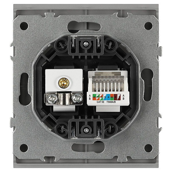 Розетка ЭРА Arktik 16-3110-03 комбинированная RJ45+TV алюминий Б0070496