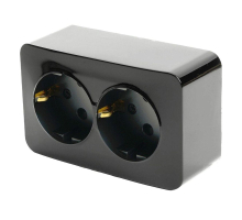 Розетка двойная 2P+PE Stekker София черный MST16-12-02 49316