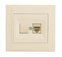 Розетка Makel компютерная CAT5 + гнездо СП Defne IP20 крем. 42010035