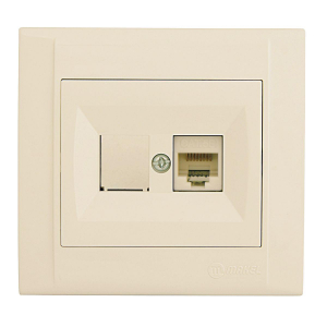Розетка Makel компютерная CAT5 + гнездо СП Defne IP20 крем. 42010035