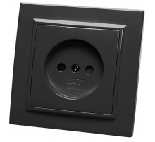 Розетка 2P Stekker Эрна со шторками черный PST10-9009-03 39477