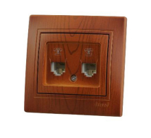 Розетка 2-ая телефонная евро Lezard Mira сосна 701-0801-138