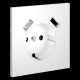 Накладка для розетки с заземлением и защитными шторками с USB A+A S70 (белый матовый) Voltum VLS000902