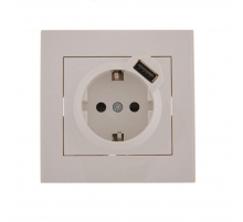 Розетка с зазем. + USB-разъём Lezard Rain белая 703-0202-181