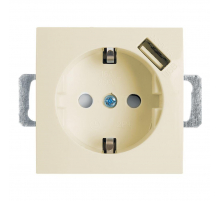 Розетка Feron Stekker Эрна c/з 16A 250V с защитной шторкой и с USB слоновая кость PST16-9111-02 39329