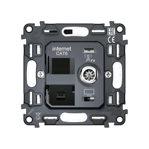 Механизм розетки компьютерной + TV оконечной RJ-45 (8P8C) AMBRELLA VOLT VM VM195