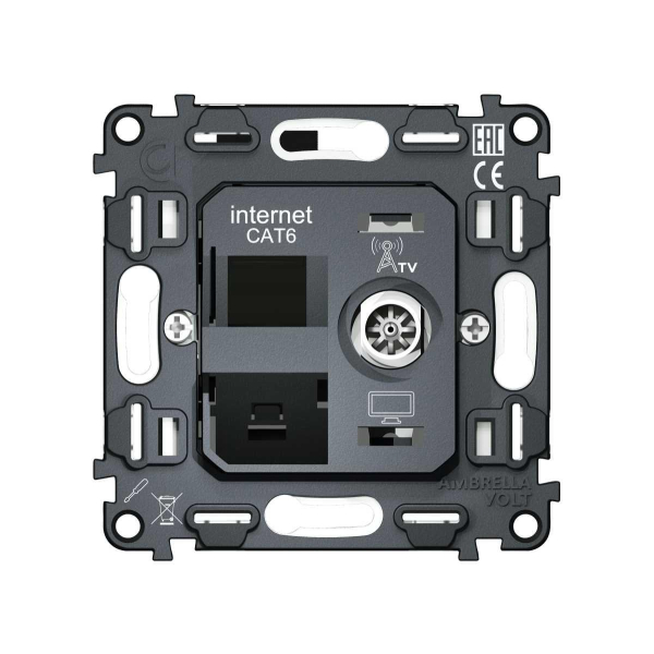 Механизм розетки компьютерной + TV оконечной RJ-45 (8P8C) AMBRELLA VOLT VM VM195