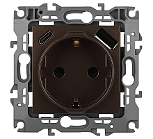 Розетка ЭРА Серия 12 12-4108-13 2P+E 16A-250В со шторками с USB type-A+C 5В-3А бронза Б0067757