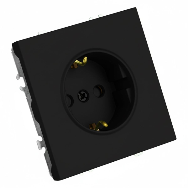 Розетка 2P+PE Stekker Эмили со шторками черный уголь RST16-5110-05 49854