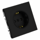 Розетка 2P+PE Stekker Эмили со шторками черный уголь RST16-5110-05 49854