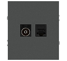 Розетка ЭРА Arktik 16-3110-06 комбинированная RJ45+TV графит Б0070499