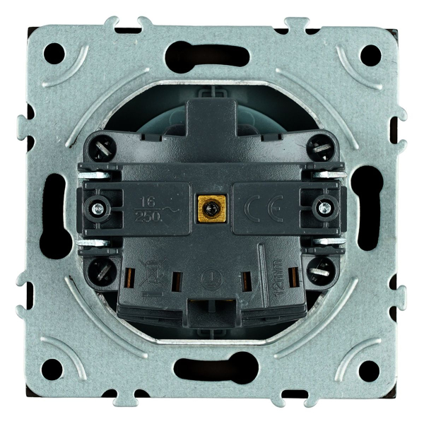 Розетка 2P+PE Stekker Эмили со шторками черный уголь RST16-5110-05 49854