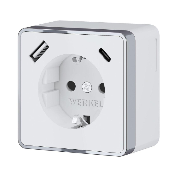 Розетка с заземлением, шторками и USB тип A+C Werkel Gallant белый W5071701 4690389179594 Розетка с заземлением, шторками и USB тип A+C Werkel Gallant белый W5071701 4690389179594