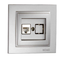 Розетка компьютерная RJ45 Mono Electric Despina 6 кат серебро 102-212105-125