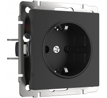 Розетка Werkel с заземлением и шторками черный матовый W1171108 4690389156885