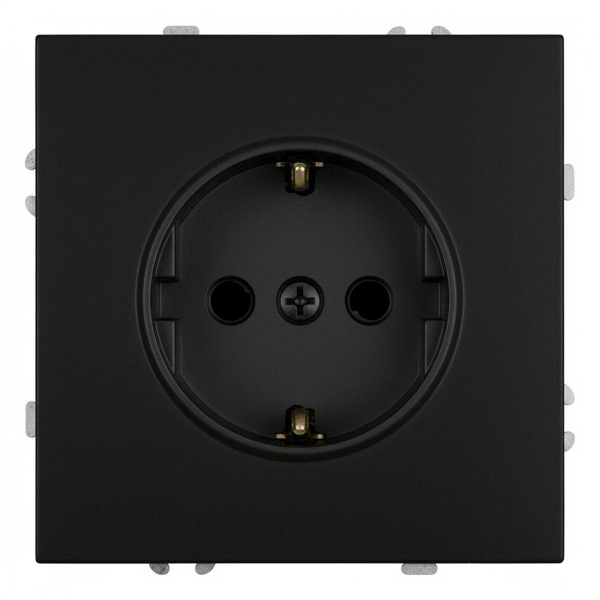 Розетка 2P+PE Stekker Эмили со шторками черный уголь RST16-5110-05 49854