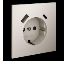 Накладка для розетки с заземлением и защитными шторками с USB A+C S70 (кашемир) Voltum VLS001003