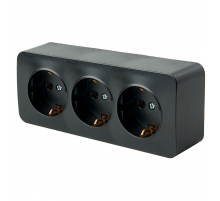 Розетка тройная 2P+PE Stekker София черный матовый MST16-13-05 49502