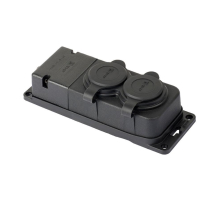 Роз. (колодка) двухмест. с защит. крышками каучуковая 230В 2P+PE 16A IP44 EKF PRO RPS-018-16-230-44-r