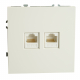 Розетка компьютерная 2-местная RJ-45 (механизм), STEKKER,  серия Эмили, RST00-5111-01, белый фарфор, soft touch 49874