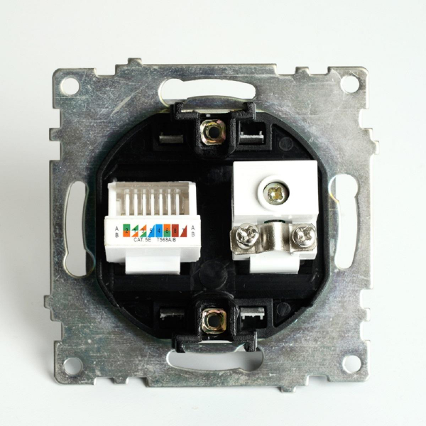 Розетка телевизионная TV + компьютерная RJ-45 Stekker Катрин GLS00-7106-05 черная 49182 Розетка телевизионная TV + компьютерная RJ-45 Stekker Катрин GLS00-7106-05 черная 49182