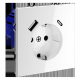 Розетка встраиваемая Voltum S70 с заземлением и защитными шторками, 16А, с USB, A+С, (белый глянцевы VLS040501