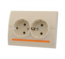 Розетка 2-ая с зазем. Lezard Deriy кремовая 702-0303-127