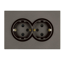 Розетка 2-местная с защитной шторкой, Stekker, с/з, 250В, 16А Эмили, RST16-5114-09, антрацит, soft touch 49934