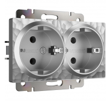 Розетка Werkel Hammer двойная с заземлением серебряный W1272006 4690389162954