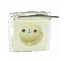 Розетка 2К+З Mono Electric Despina/ Larissa 16A 250V с крышкой винтовое подключение крем 500-001721-118