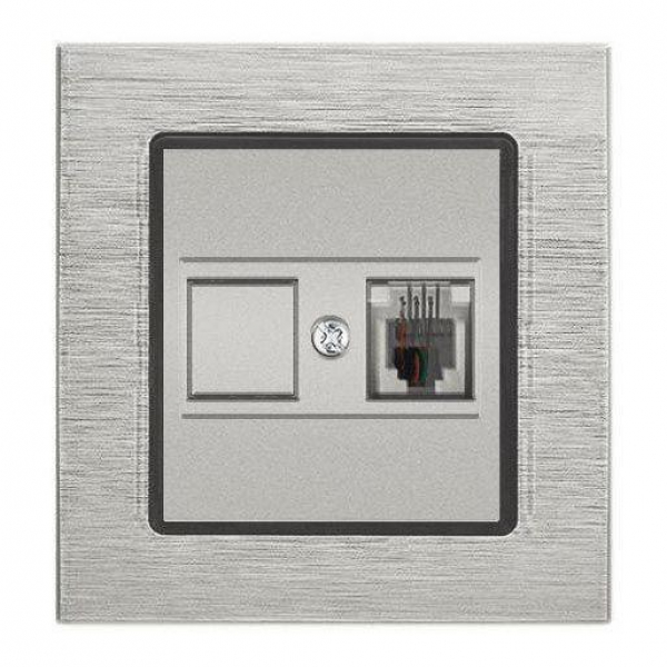 Розетка телефонная Vesta-Electric Exclusive Silver Metallic серебро FRZMT040001SER Розетка телефонная Vesta-Electric Exclusive Silver Metallic серебро FRZMT040001SER