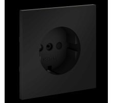 Накладка для розетки с заземлением и защитными шторками S70 (черный матовый) Voltum VLS000708