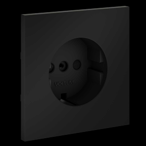 Накладка для розетки с заземлением и защитными шторками S70 (черный матовый) Voltum VLS000708